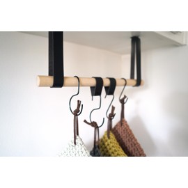 KEYAIIRA - Hanging Under-Cabinet Multipurpose Rack Storage Rail, Under-shelf Storage, utensil, pot & pan suspended leather storage Hanger cup hook