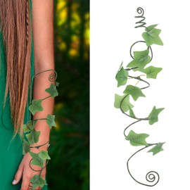 PartyforU 2Pcs Ivy Arm Wrap - Green Fairy Arm Wrap with Ring Accessories for Women Cosplay Renaissance