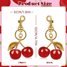 Qaestuan Cherry Bag Charm, Versatile Key Ring, Car Keyring, Cherry Bag Pendant, Purse Pendant, Lucky Charm, Fashionable Bag Pendant, Birthday Gifts for Women, red