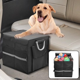Fhiny Dog Backseat Extender with Storage, 13.4'' x 12'' Collapsible Back Seat Extender for Dogs Pet Front Seat Extend for Car Puppy Car Seat Gap Filler with Pockets for Small & Medium Dogs