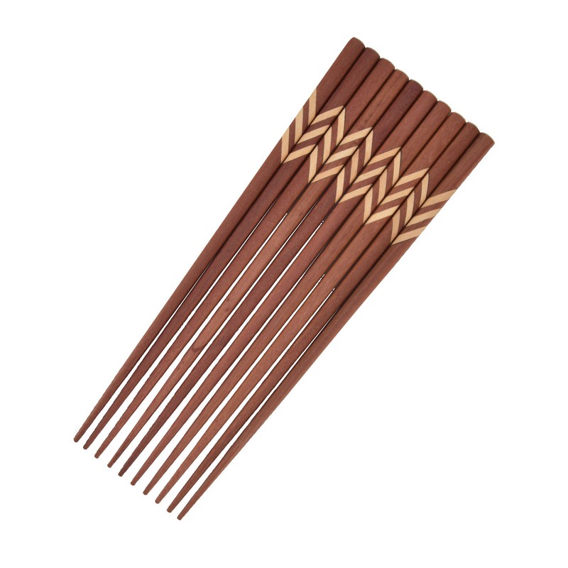 Wooden Chopsticks Japanese Style Rectangular Red Sandalwood Inlaid Boxwood Reusable