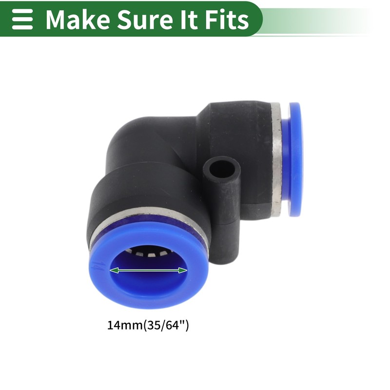 Motoforti Push to Connect Air Fittings 35/64" 90 Degree Two