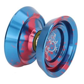 Asixxsix Responsive Yoyo, Professional Metal and Aluminium Alloy Yoyo with Glove, 3 Strings and Octopus Pattern (Blue)