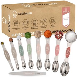 Juego de cucharas medidoras magnticas - Acero inoxidable, de doble punta, diseo apilable y anidado para ingredientes secos y lquidos, ideal para...   