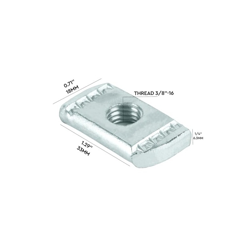 Thickened Galvanized Nylon Channel Squeeze Nut, 3/8"-16 Strut Channel Cone
