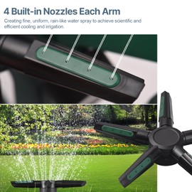 LANRU Sprinklers for Yard 1 Pack 360° Rotatable Automatic Lawn Water Sprinkler 5 Arm Spary Direction Adjustable Outdoor Cooling System Irrigation System for Yard Lawn Garden with Hose Connector