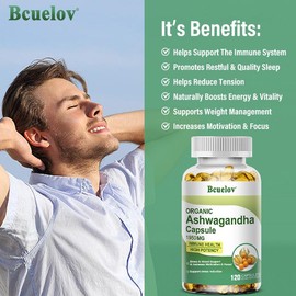 Bcuelov Organic Ashwagandha health Supplement, Supports emotional health，Supports energy, vitality，Supports healthy sleep