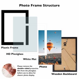 5x7 Picture Frame Black with 4x6 Mat for Wall Hanging or Tabletop, Display Photo 4x6 with Mat or 5 x 7 Without Mat, 5 by 7 Wall Gallery Poster Photo Frame with Shatter Resistant Plexiglass, Black