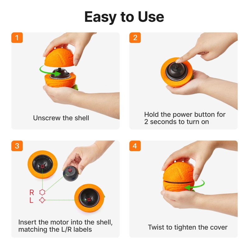 Potaroma Dog Ball Toys with Rope, Interactive Motion Activated 3