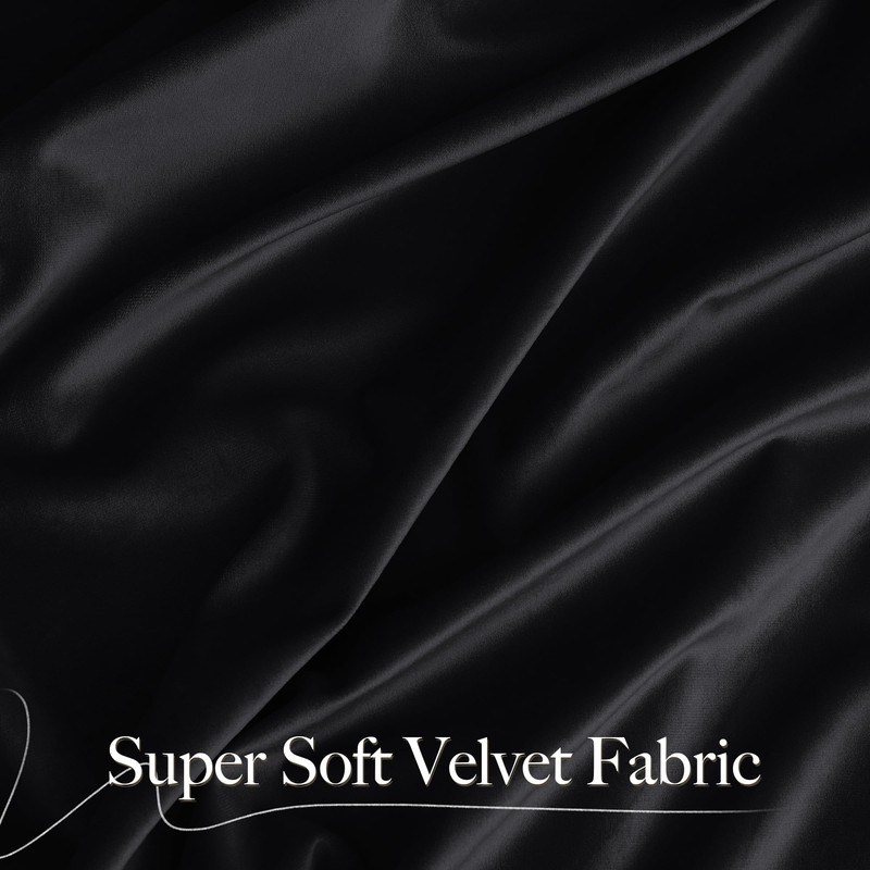NICETOWN Black Velvet Blackout Curtains 96 inch Long for Bedroom