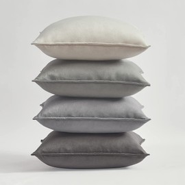 Topfinel Cushion Cover 23.6 x 23.6 inches (60 x 60 cm), Set of 4, Gradient, Stylish, Nordic, Velvet, Washable, Plain, Gray