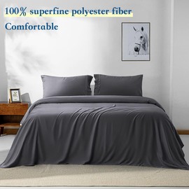 SONORO KATE Queen Microfiber Bed Sheets - 1800 Thread Count, Ultra-Soft, Wrinkle & Fade Resistant, Deep Pocket (Dark Grey-3,Queen)