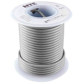 NTE Electronics WH16-08-25 Hook Up Wire, Stranded, Type 16 Gauge, 25' Length, Gray