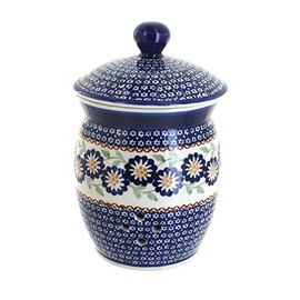 Blue Rose Polish Pottery Peach Blossom Garlic Keeper