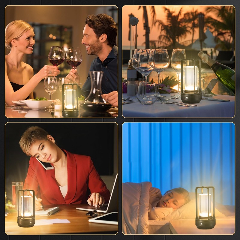 Portable Cordless Table Lamp，LED Desk Lamp with Touch Control，3-Colour Infinitely