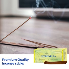 Seasons 50 Citronella Incense Sticks for Home, Kitchen, Outdoors, Bars, Office, Gift and more; keep Bugs and Insects away, comes with Wooden Incense Stick Kit Holder (Pack of 50)