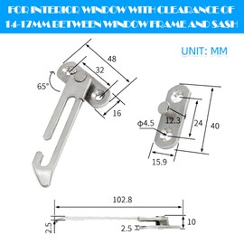 Pack of 2 Window Restrictors, 304 Stainless Steel Window Hooks, Safety Locks, Child Safety Lock with Screws for Left and Right Handed Users