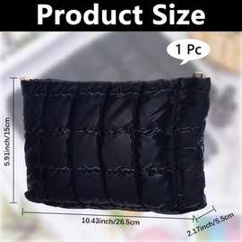 CREATCABIN Puffy Make Up Tasche Kosmetiktasche Leder Make Up Tasche Kulturbeutel Beutel Geldbörse Leicht Tragbar Waschbar Große Kapazität Aufbewahrungs Organizer Für Urlaub 26.5x15x5.5cm Schwarz