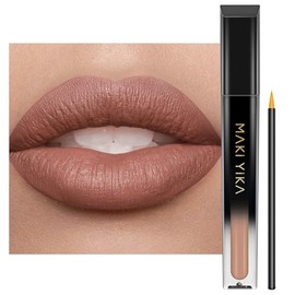 MAKI YIKA - Lápiz labial color marrón de larga duración para mujer | Lápiz labial líquido mate a prueba de transferencia libre de crueldad, color de l