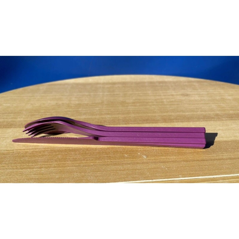 Tupperware Snap-Together Utensils Fork Knife Spoon Purple New