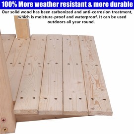 Aooppec DZECCNXES Stronger Garden Bridges for Outdoors 5ft, Anticorrosive Solid Wood Landscape Bridge Backyard, Courtyard Pond Walkway Decorative Arc with Double Railings - 500 Lbs (Natural Wood)