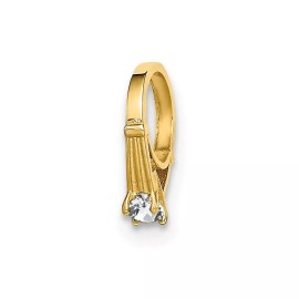 Unbranded 14K Yellow Gold 3D Ring with White CZ Charm
