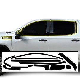 BOGAR TECH DESIGNS Side Window Trim Chrome Delete Overlay Film Compatible with GMC Sierra 1500 2022-2025, Gloss Black