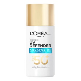 L'Oréal Paris UV Defender Aquafusion Protector Solar Diario FPS50+, Protector Solar Aqua-Gel, Previene Manchas Solares y Arrugas, Absorción Rápida en 3 Segundos, 50ml