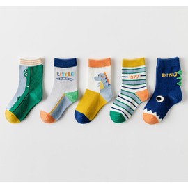 axy Children's Socks 5 Pairs Multipack Boys Girls Children's Socks Toddlers Kids Stockings Dinos Car, 5 - Dinosaurs S1