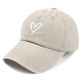 MAZELIKEHOOD Baseball Cap Adjustable Sport Unisex Breathable Heart Sun Hat for Women Men Khaki