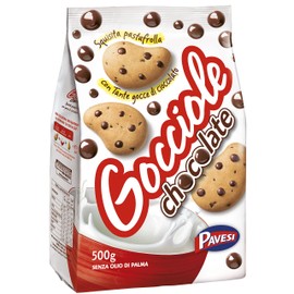 Pavesi:"Gocciole Chocolate" Biscuits with Chocolate drops, no palm oil - 17,6 Oz /500g
