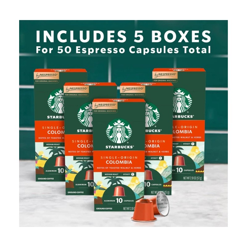 Starbucks by Nespresso Original Line Single-Origin Colombia Medium Roast Coff...
