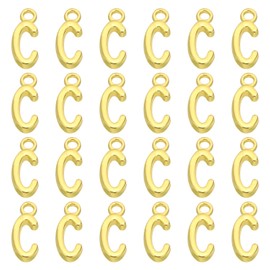PATIKIL Letter Charm, 50 Pcs Alphabet Charm Initial Pendant Charm Bulk Cute DIY for Jewelry Making Bracelets Earrings Necklace Keychains Crafts, Golden, C