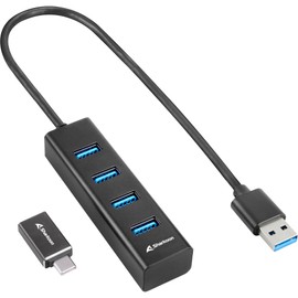Sharkoon 4-Port USB 3.2 GEN 1 Aluminium Hub, Black