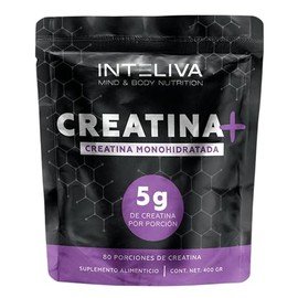 Inteliva Creatina Monohidratada Pura - 80 porciones (5g por porción) - En polvo ultrafina con monohidrato de creatina premium. Sin sabor sin aditivos. Suplemento para gym y pre entreno.