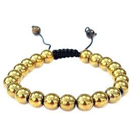 PURPLE WHALE Round Goldtone Color Macrame Style Adjustable Hematite Bracelet -91042