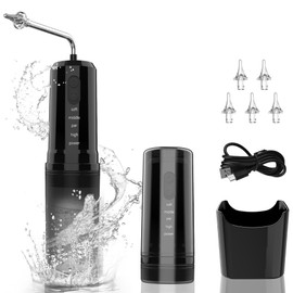 Ear Wax Removal, Electric Ear Irrigation Flushing System, Portable Water Powered Ear Cleaning Kit with 4 Pressure Modes, Ear Cleaner Tool with Basin, Resuable Tips for Adults and Kids, Black