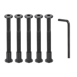 sourcing map 5Sets M8x100mm Hex Drive Socket Cap Bolt and M8x18mm Nuts with Hex Wrench, Furniture Connector Bolts and Screws for Furniture Countersunk Belt, Black