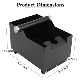 Espresso Knock Box, Stainless Steel Coffee Bag Container, With Steel Bracket And Noise Reducing Rubber Ring (Rectangle L-No base)