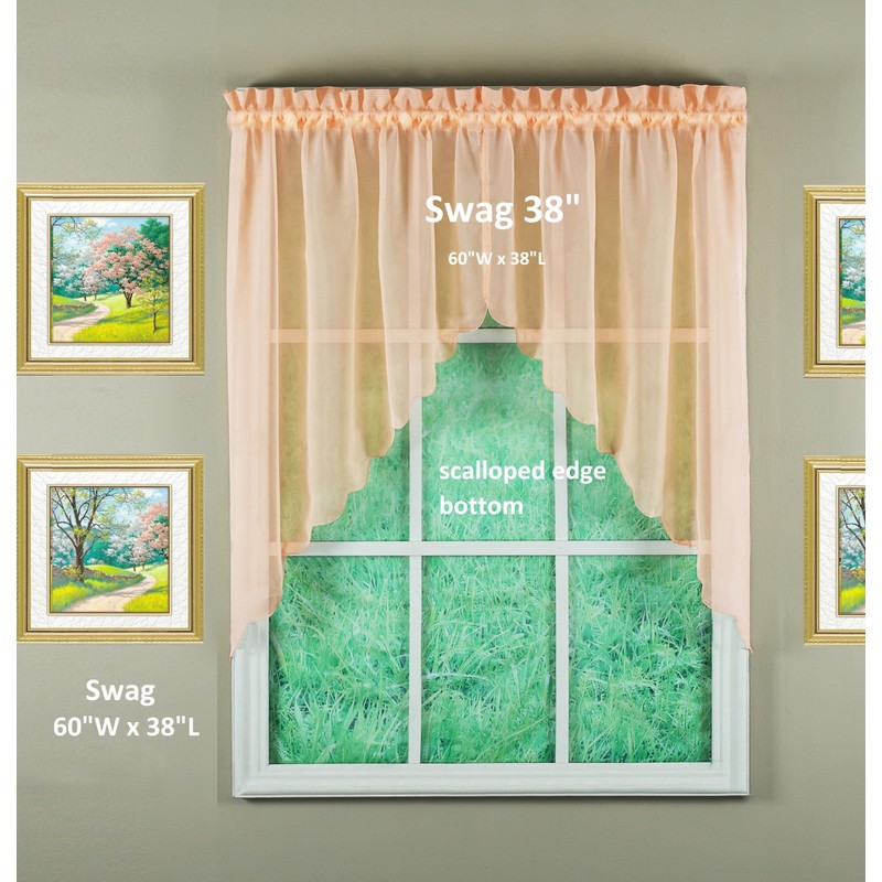 Today's Curtain Emelia Original Voile Swag Pair 38", Peach, 60"