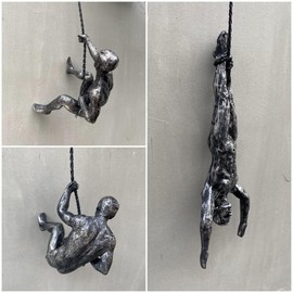 Set of 3 Climbing Men Wall Art Climber Man Decor Rock Climbing Gifts Modern 3D Wall Sculpture Decoration for Men's Unique Sports & Outdoors Alpinist Nordic Art Father's Day gift