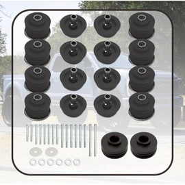 For Ford Body Mount Bushing Kit - for F250 F350 08-16 Super Duty 2WD 4WD Polyurethane Cab Mount Kit include Steel Sleeves, Hardware KF04060BK(Black)