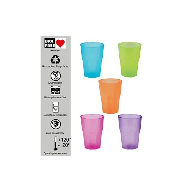 Idea-station Plastic Cups Reusable 350 ml Pack of 30 Colourful