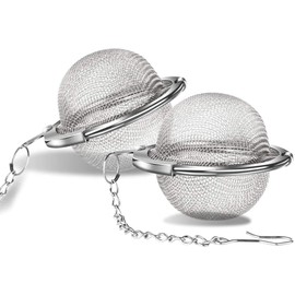 NC Tea Strainer 5.5 cm Tea Infuser with Chain 304 Stainless Steel Tea Filter for Loose Tea and Mulling Spices Pack of 2