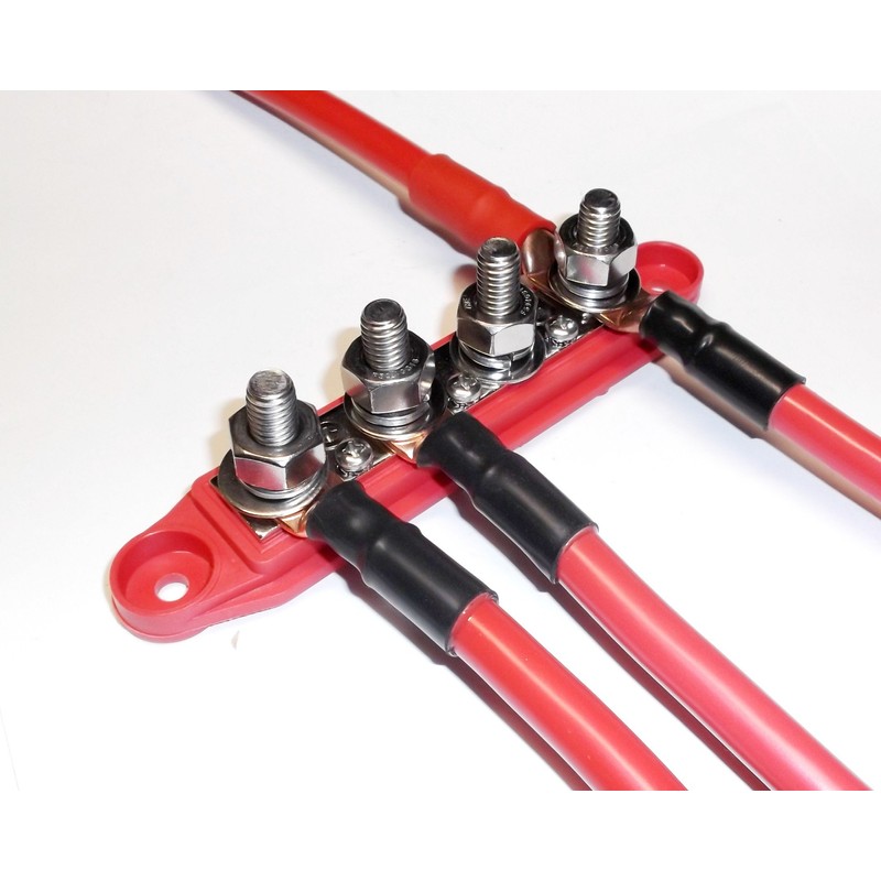 Fastronix 3/8" 4 Stud Stainless Steel Power Distribution Block with