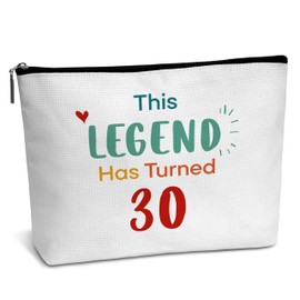 heiyihe 30th Birthday Gifts for Women, This Legend Has Turned 30 Makeup Bag, Small Cosmetic Bag, Christmas Birthday Gifts for Women Girls Friends, Waterproof Canvas Makeup Bag Travel Essentials-D01