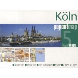 Köln PopOut Map, 5 maps: Greater Köln, Central Köln, Köln Bonn Airport, Locator, U-Bahn & S-Bahn