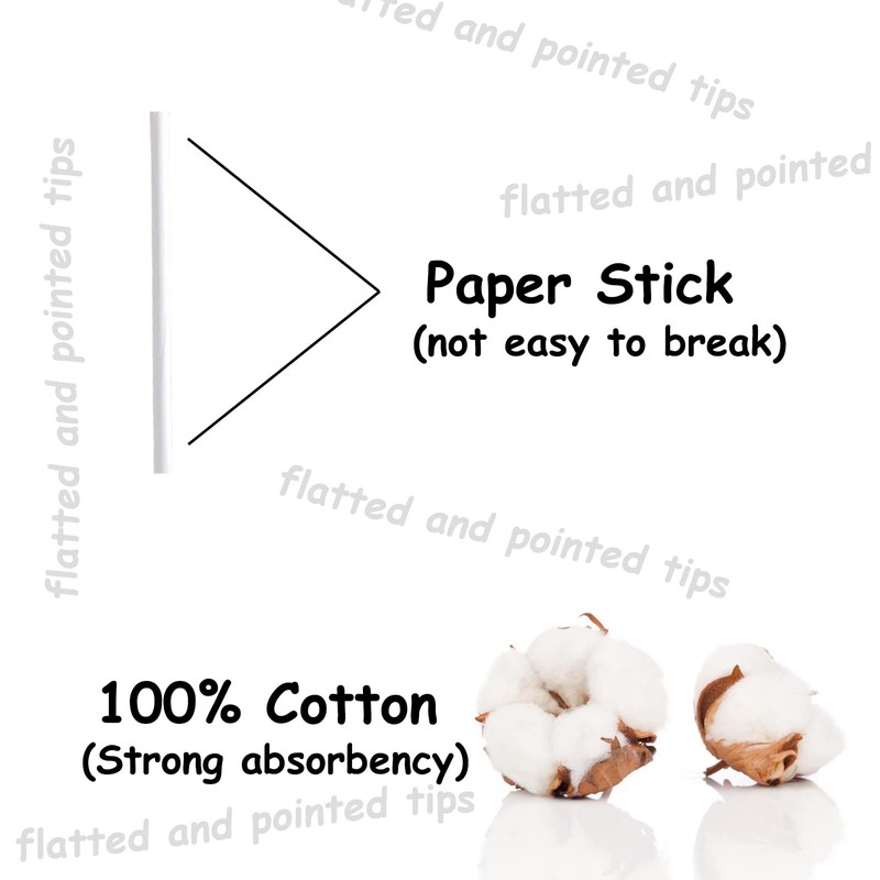 Precision Makeup Cotton Swabs, Double-Ended XL Cotton Buds with Pointed