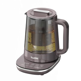 ICOOKPOT Titanium Hot Tea Maker Glass Electric Kettle with Infuser and Temperature Control,1.5L Tea Maker & 1500W Rapid Boiling,Programmable Control for your Favorite Teas and Coffee-Brown
