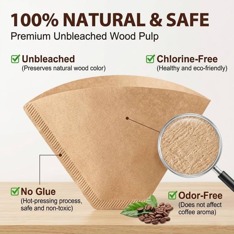 100 Count #4 Cone Coffee Filters, Unbleached Natural Paper Coffee